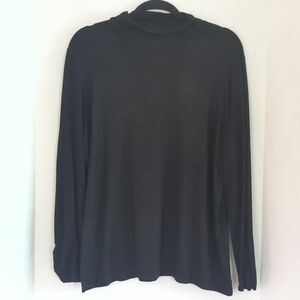 Chico's Black 'The Ultimate Tee'  Turtleneck Shirt w Ruching at Wrists Size XL